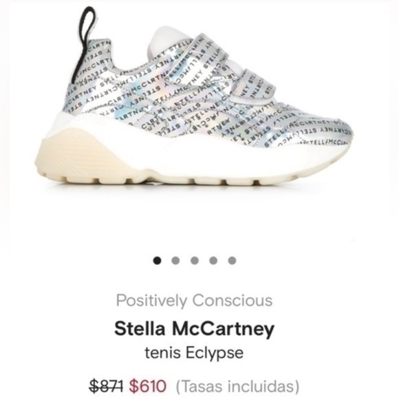 Stella McCartney Eclypse Holographic Logo Sneakers Womens 37/US6.5-7 EUC $871 - Picture 2 of 14
